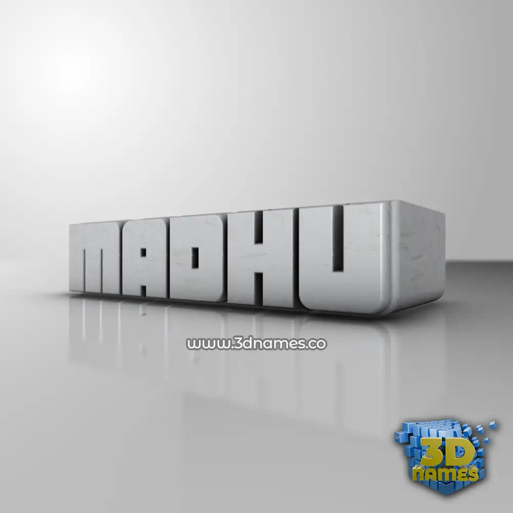 madhu in White Metro style - 3D name wallpaper