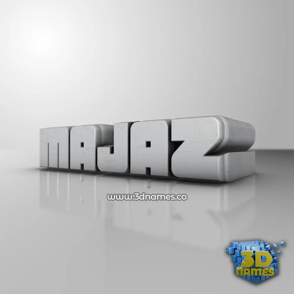 majaz in White Metro style - 3D name wallpaper