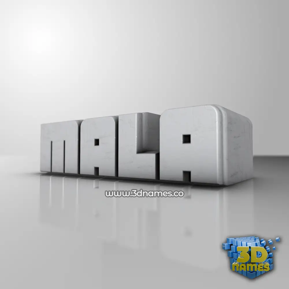 mala in White Metro style - 3D name wallpaper