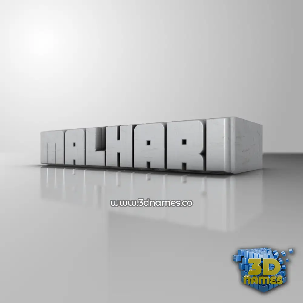 malhari in White Metro style - 3D name wallpaper