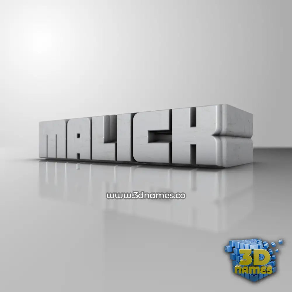 malick in White Metro style - 3D name wallpaper