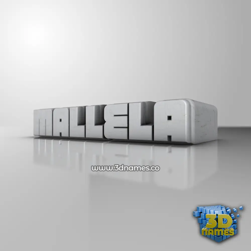 mallela in White Metro style - 3D name wallpaper