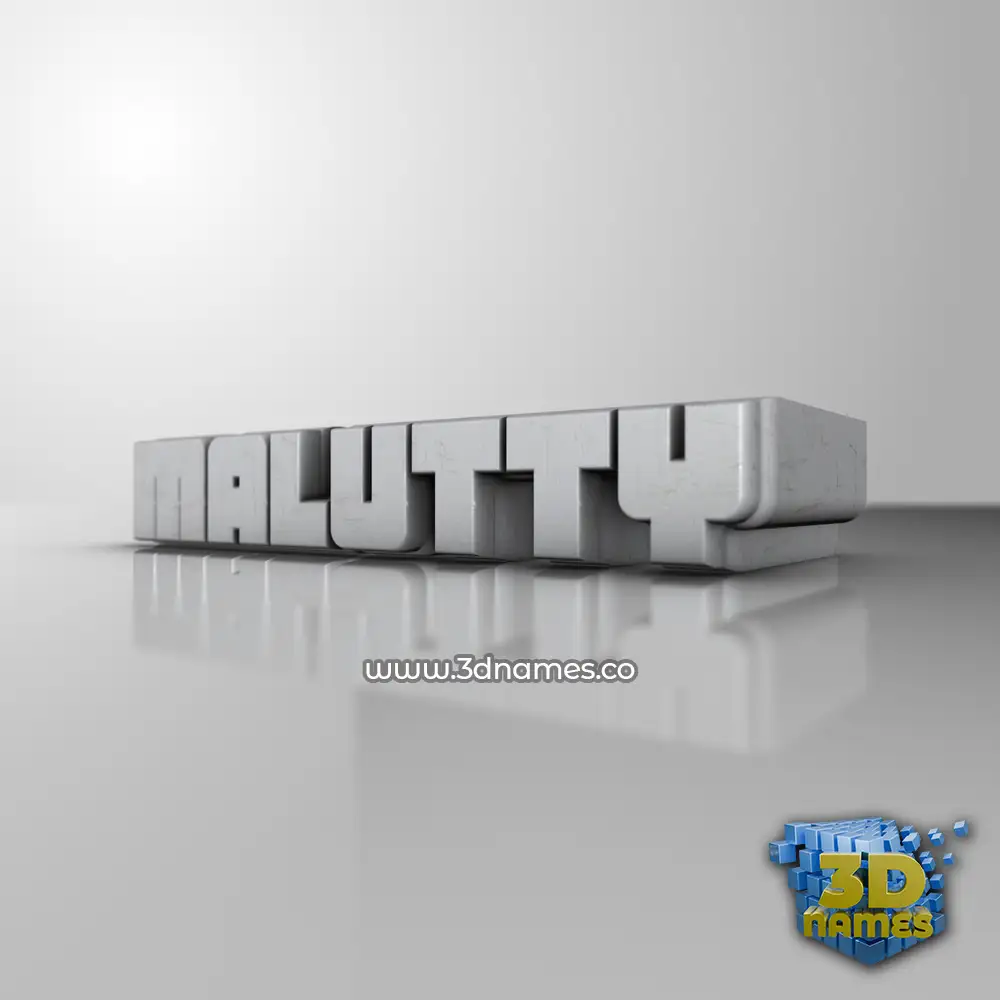 malutty in White Metro style - 3D name wallpaper