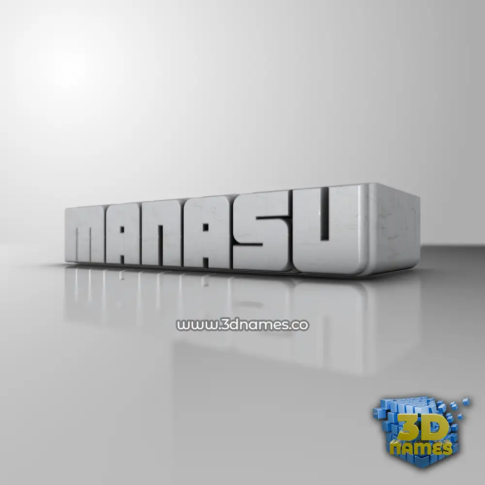 manasu in White Metro style - 3D name wallpaper