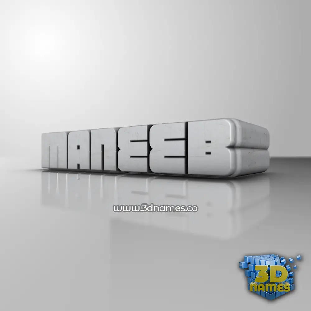 maneeb in White Metro style - 3D name wallpaper