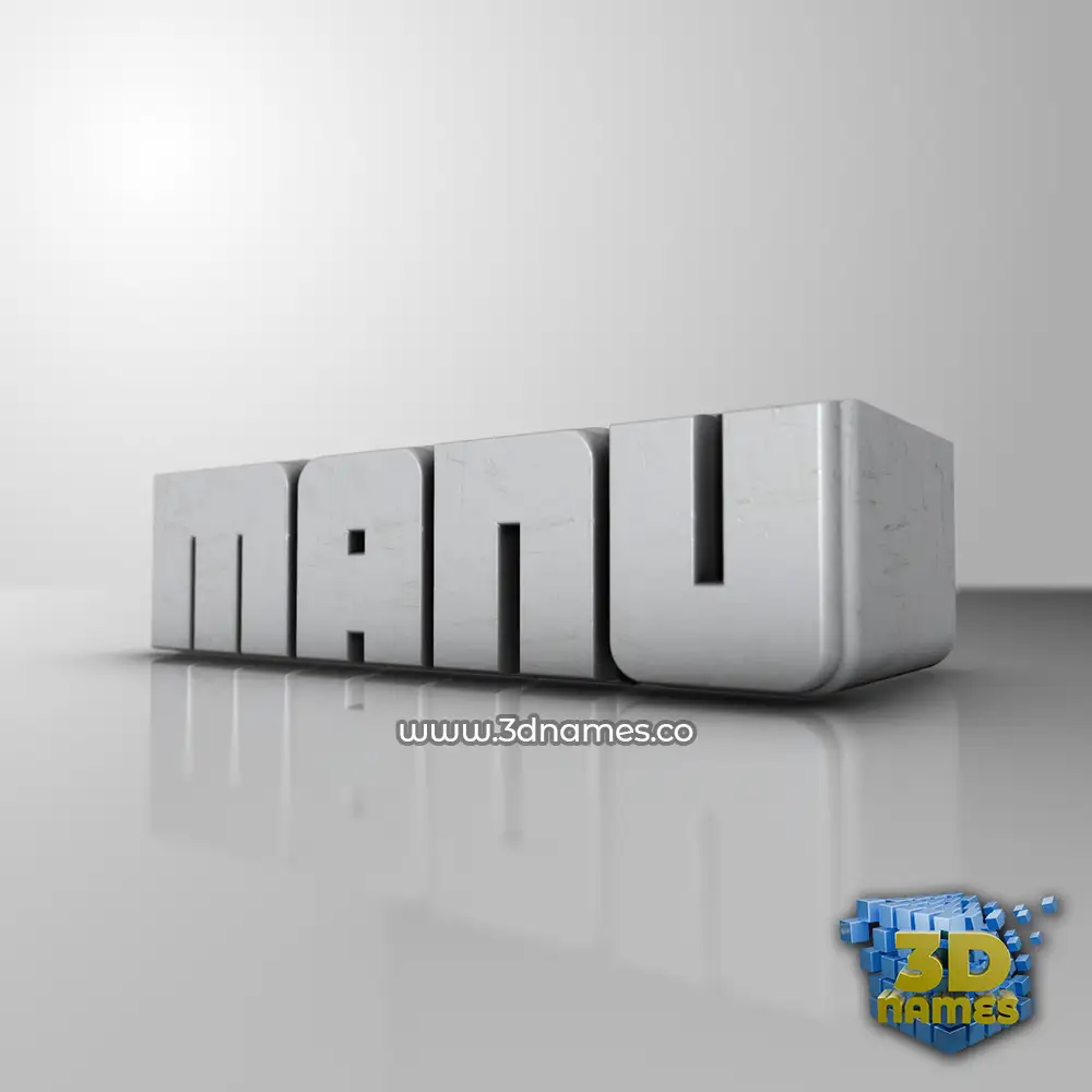 manu in White Metro style - 3D name wallpaper