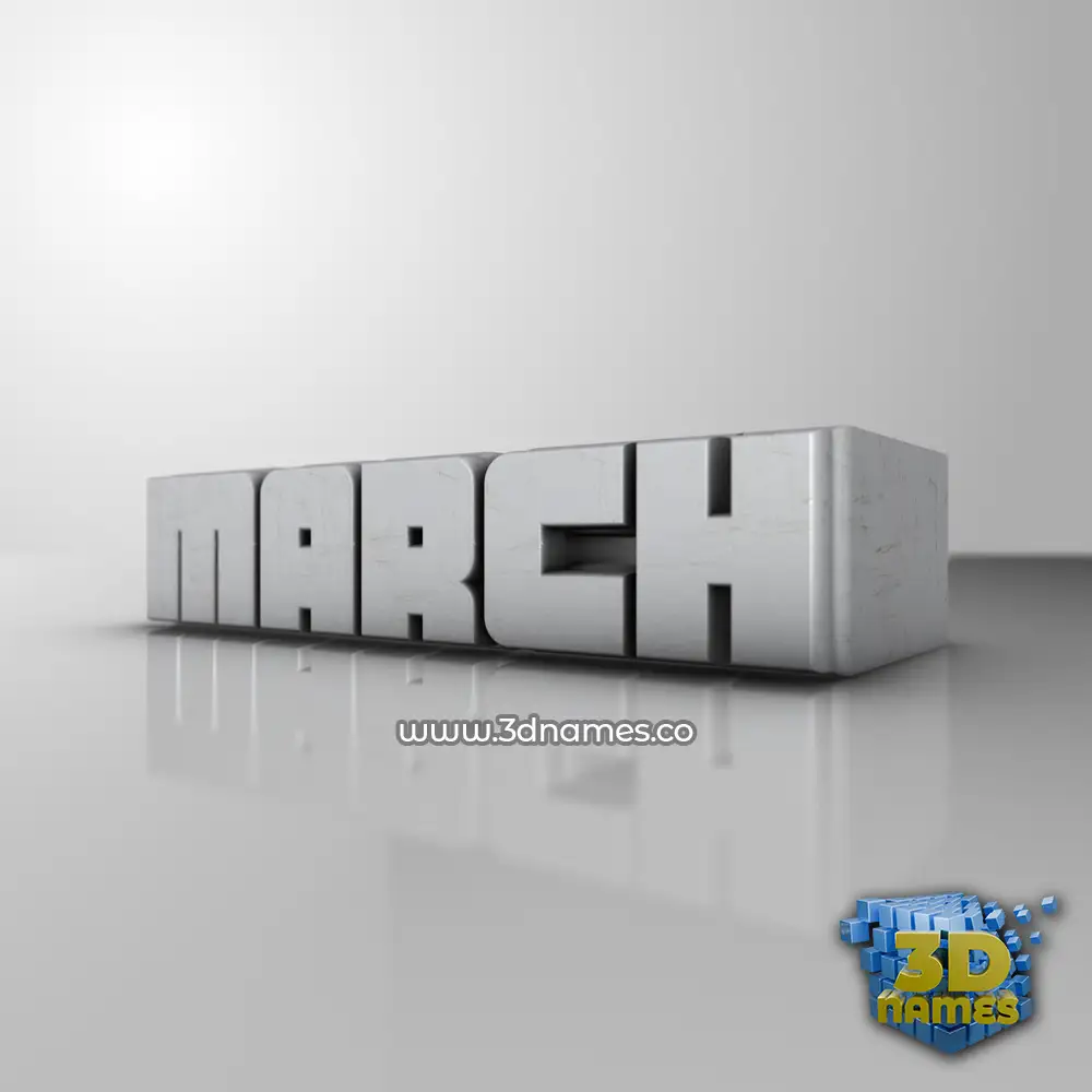 march in White Metro style - 3D name wallpaper