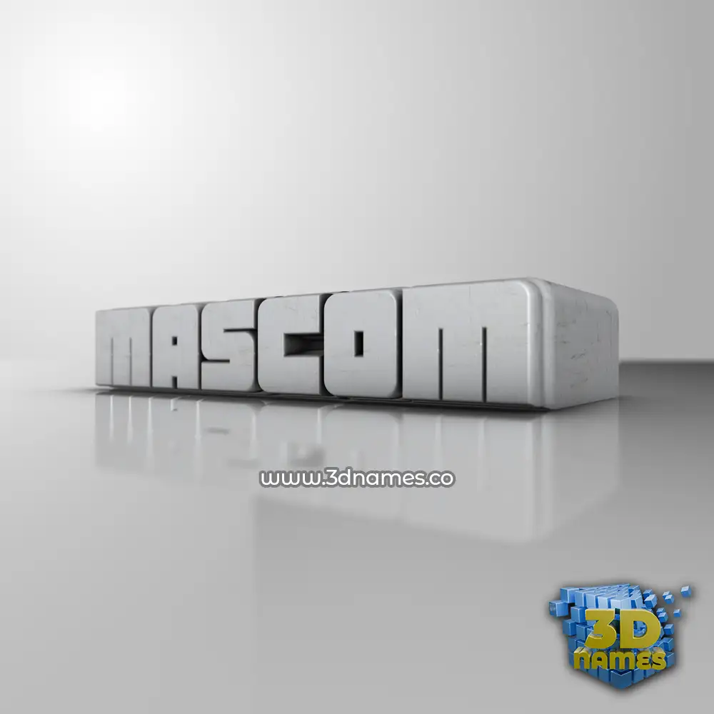 mascom in White Metro style - 3D name wallpaper