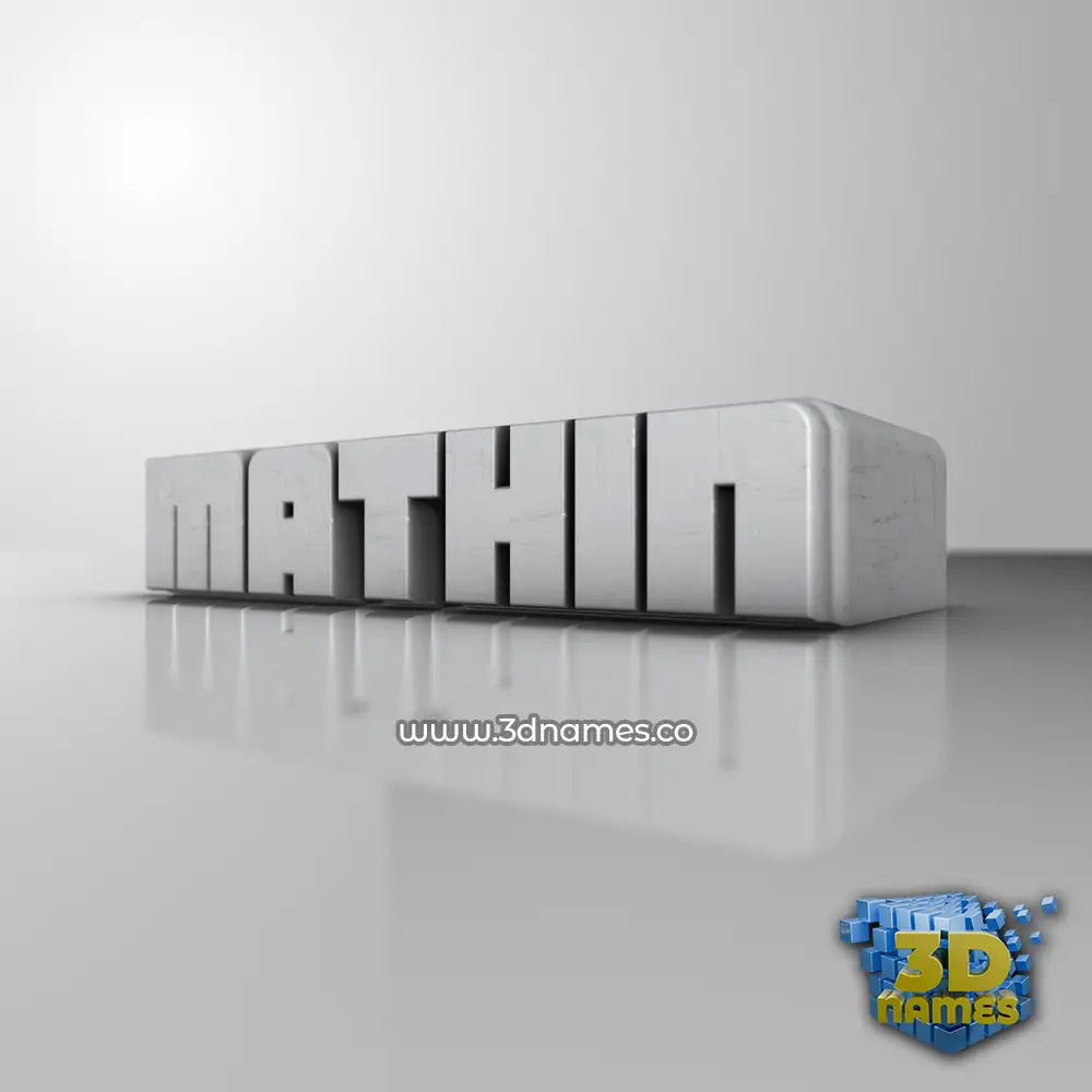 mathin in White Metro style - 3D name wallpaper