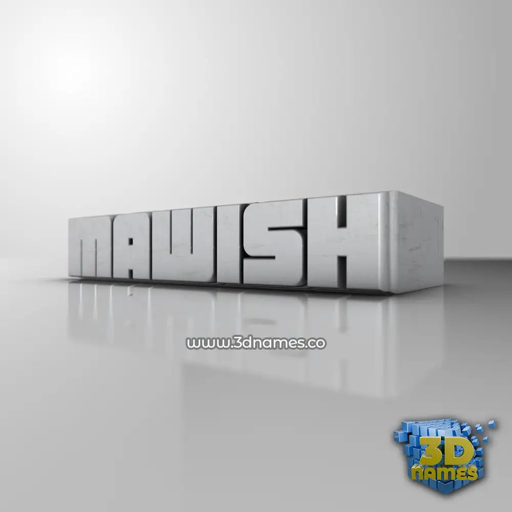 mawish in White Metro style - 3D name wallpaper