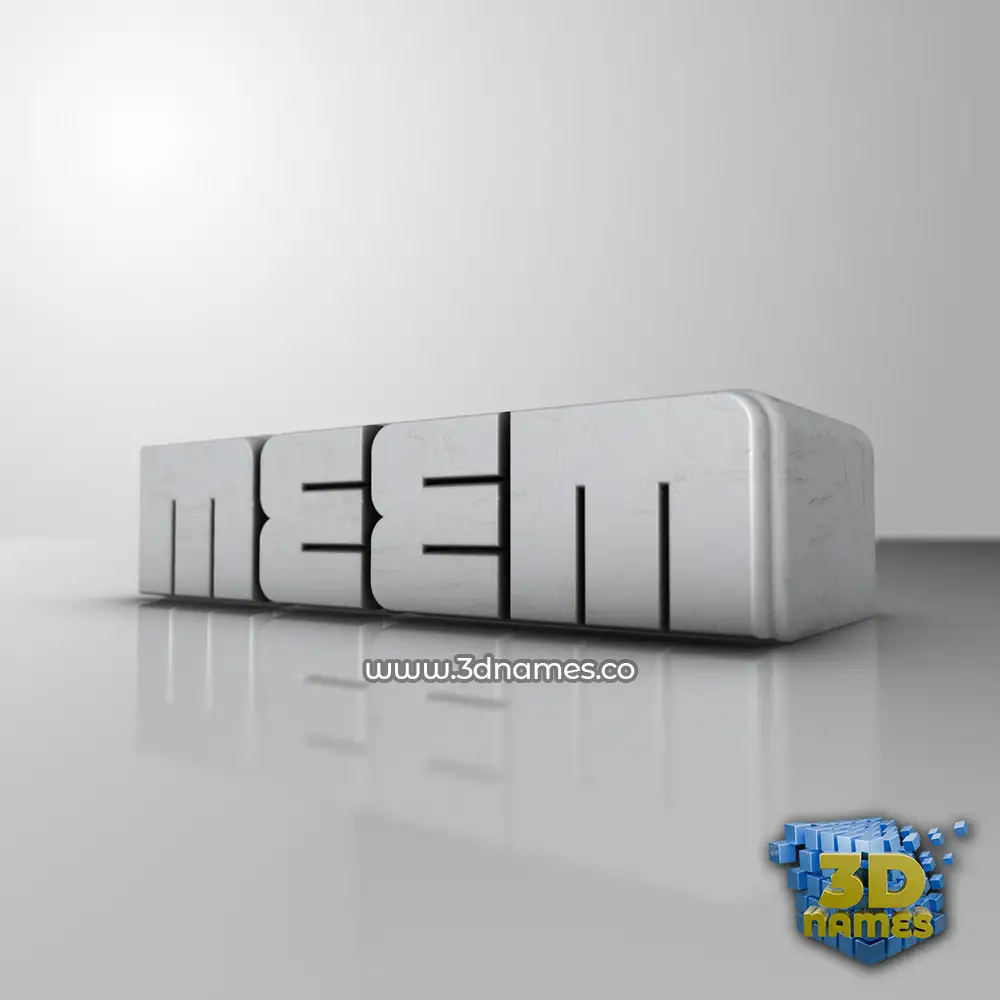 meem in White Metro style - 3D name wallpaper