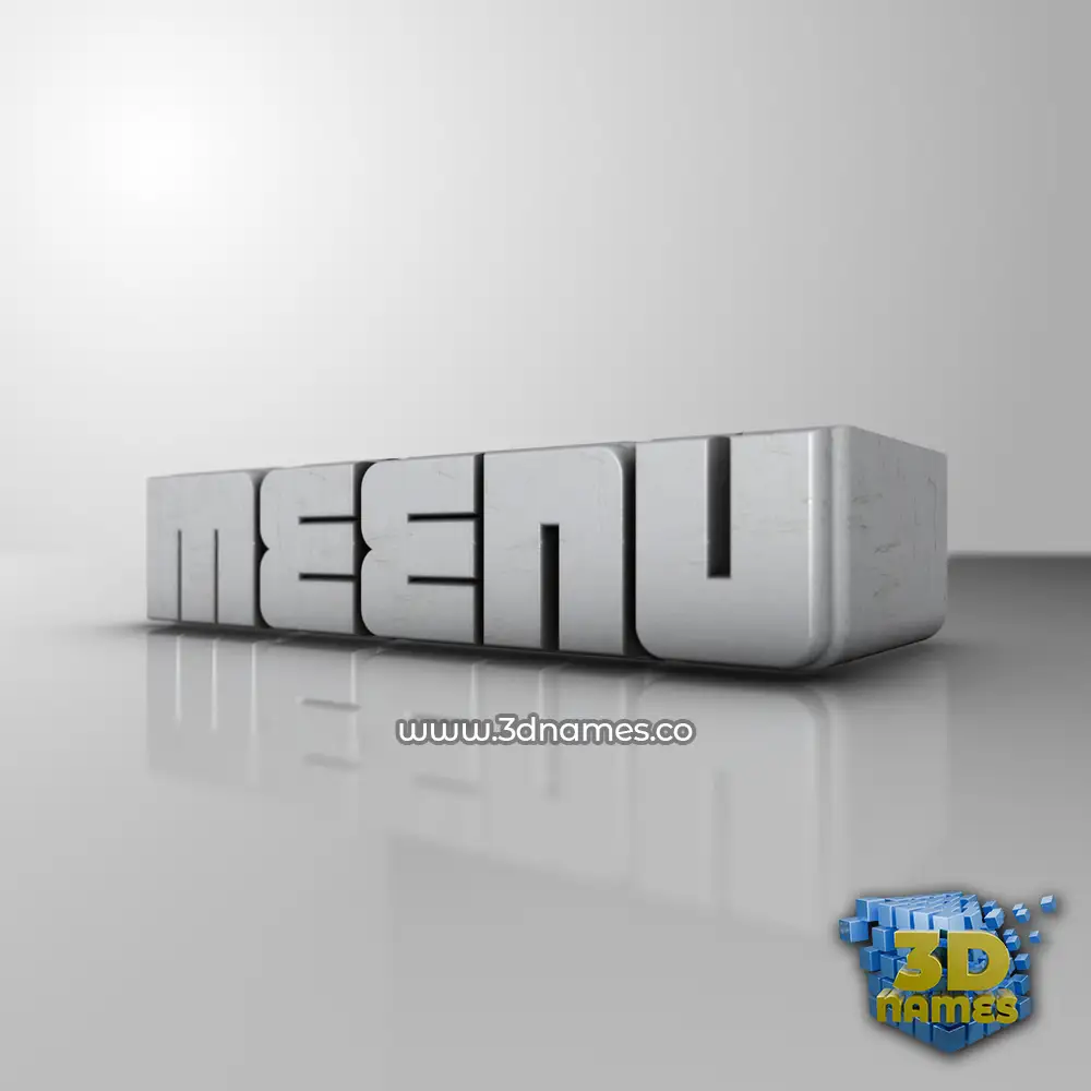 meenu in White Metro style - 3D name wallpaper