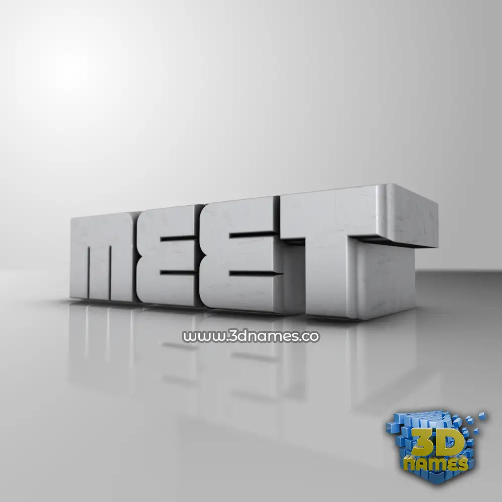 meet in White Metro style - 3D name wallpaper