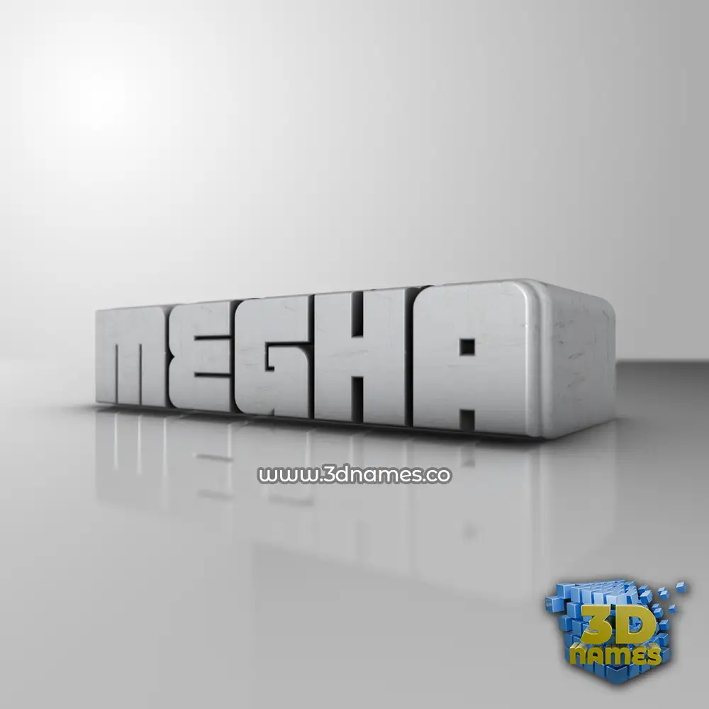 megha in White Metro style - 3D name wallpaper