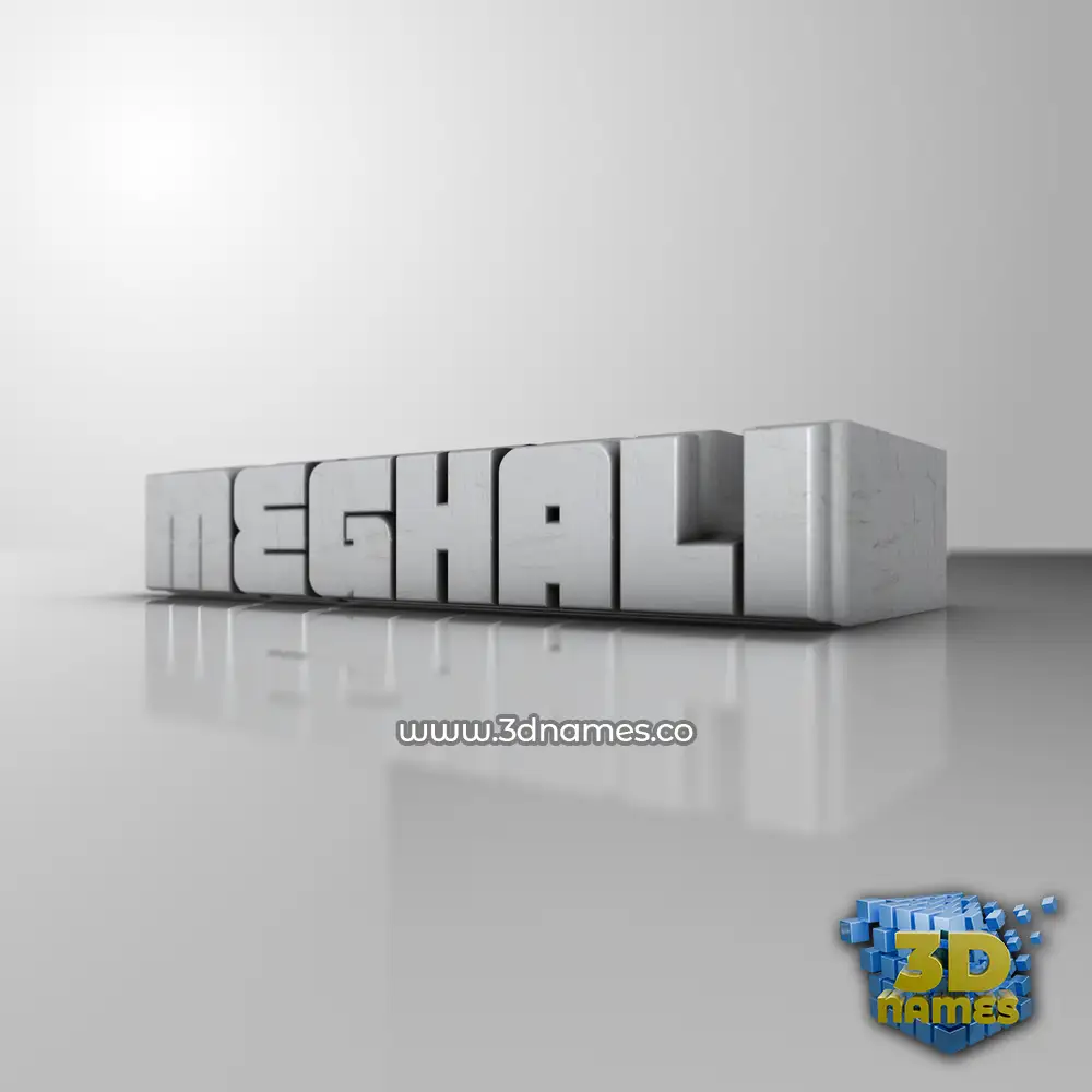 meghali in White Metro style - 3D name wallpaper