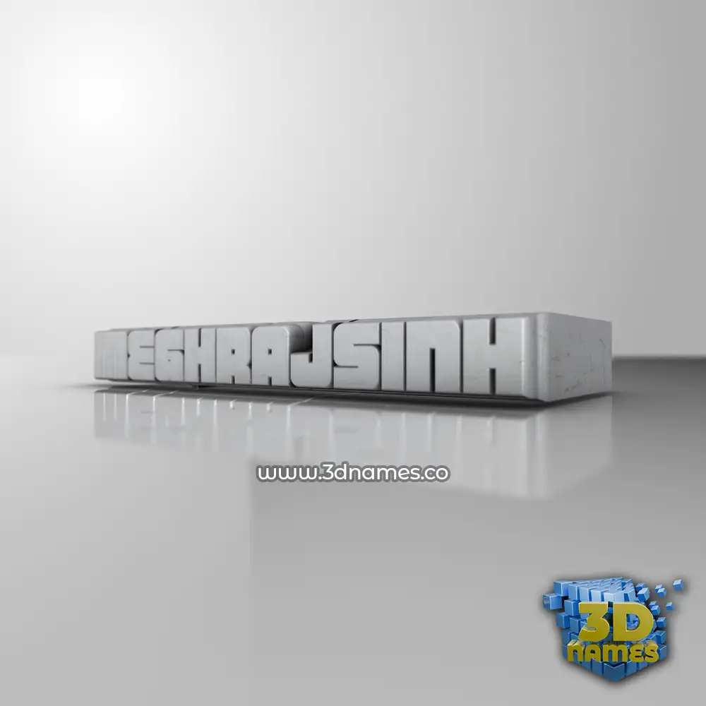 meghrajsinh in White Metro style - 3D name wallpaper