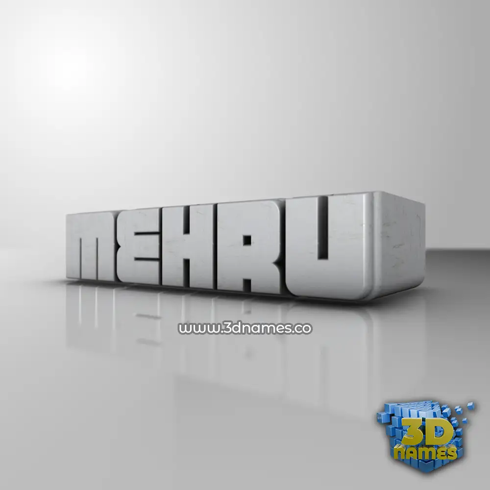 mehru in White Metro style - 3D name wallpaper