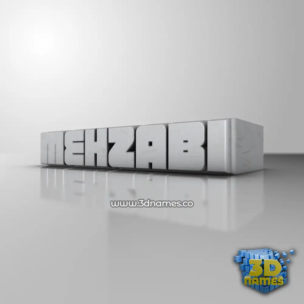 mehzabi in White Metro style - 3D name wallpaper