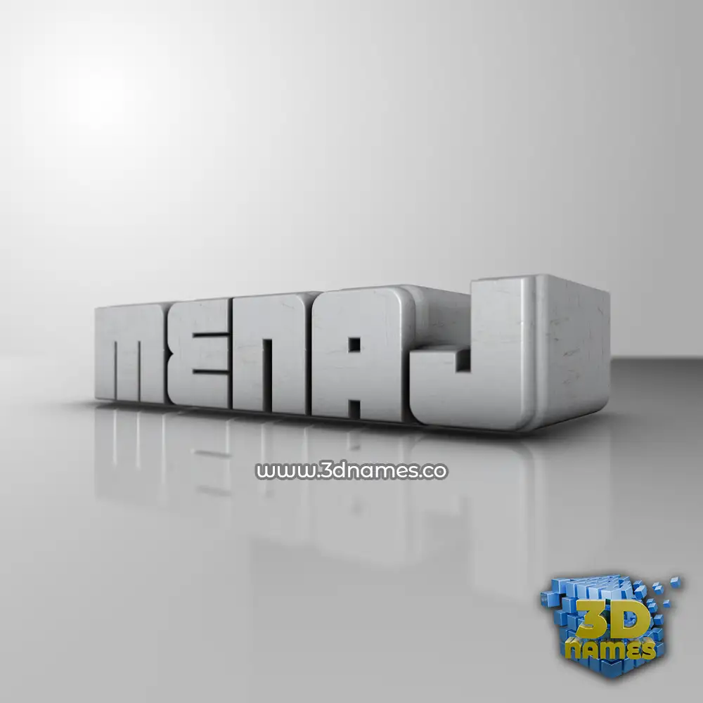 menaj in White Metro style - 3D name wallpaper