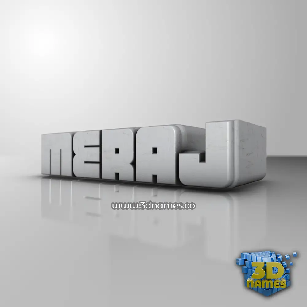 meraj in White Metro style - 3D name wallpaper
