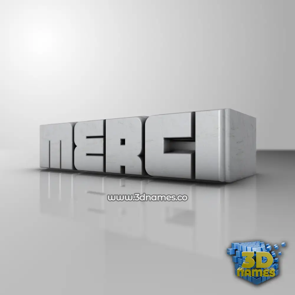 merci in White Metro style - 3D name wallpaper