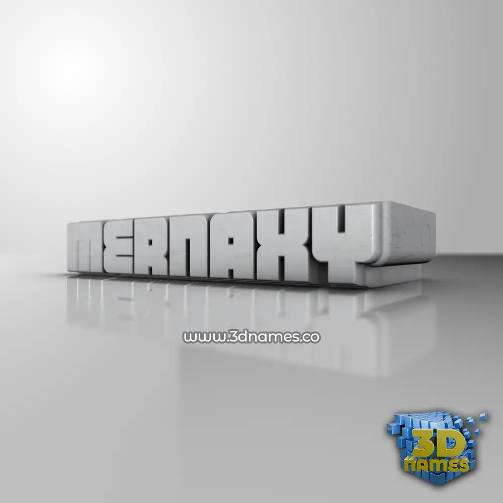mernaxy in White Metro style - 3D name wallpaper