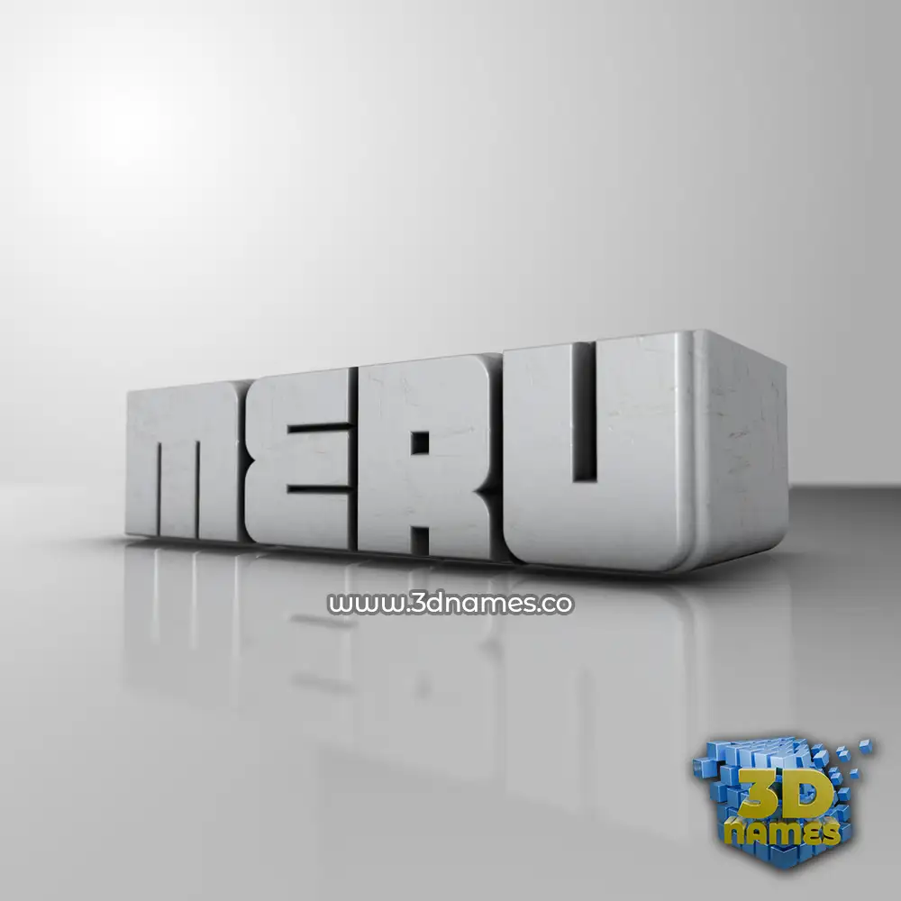 meru in White Metro style - 3D name wallpaper
