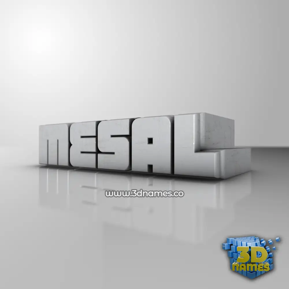 mesal in White Metro style - 3D name wallpaper