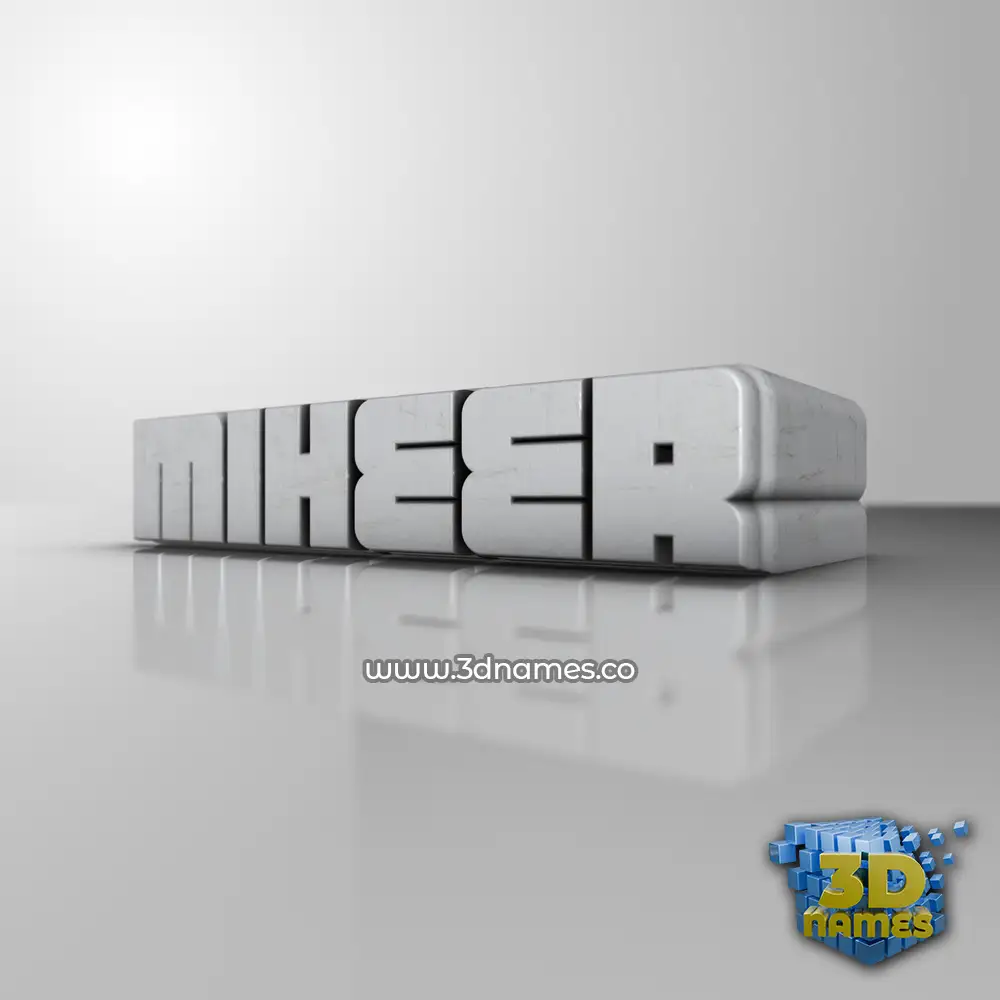 miheer in White Metro style - 3D name wallpaper