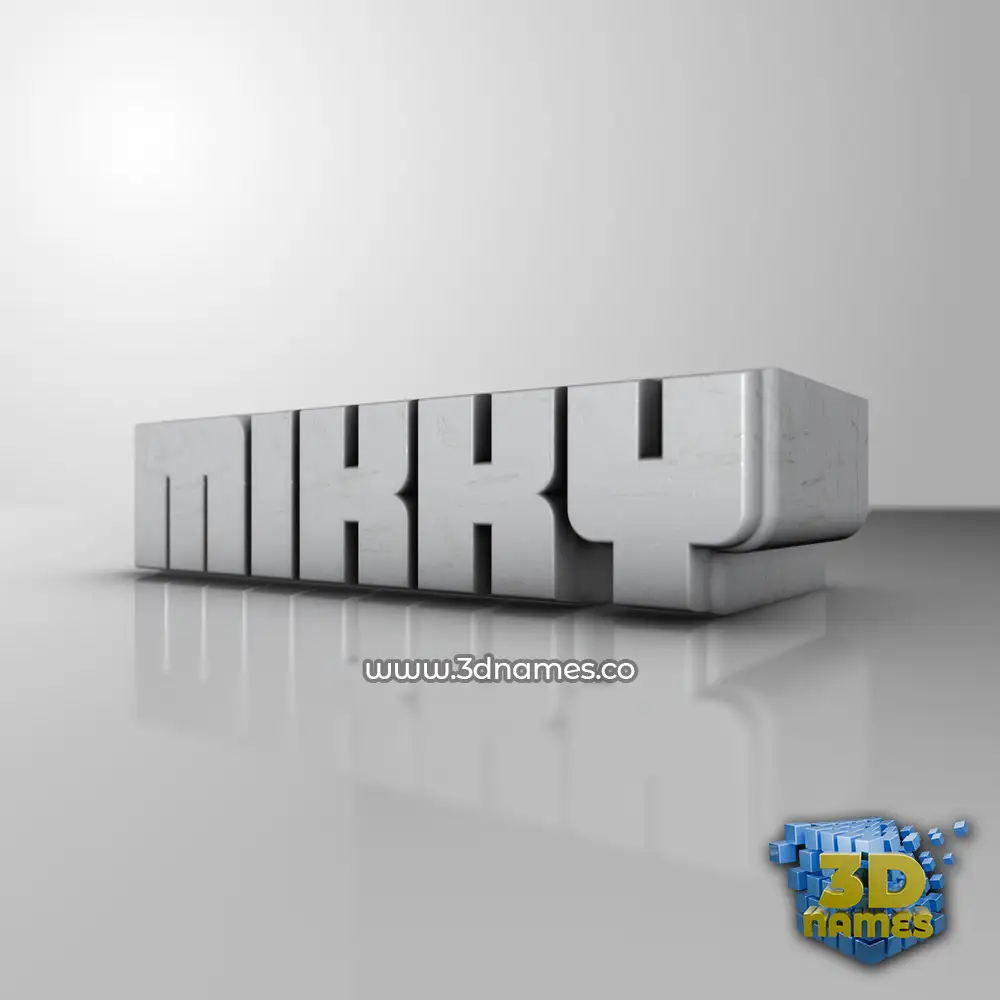 mikky in White Metro style - 3D name wallpaper
