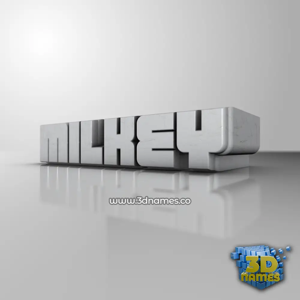 milkey in White Metro style - 3D name wallpaper