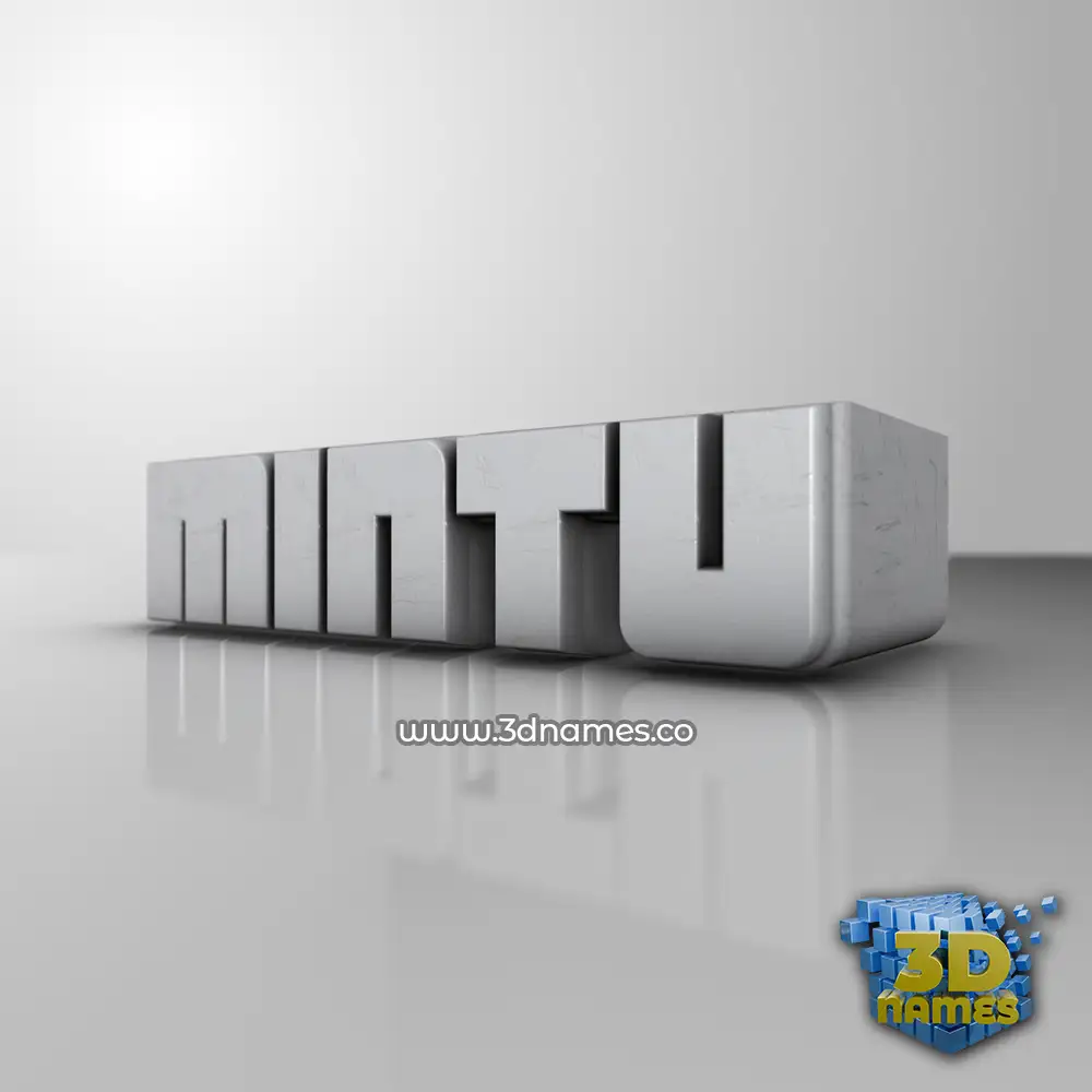 mintu in White Metro style - 3D name wallpaper