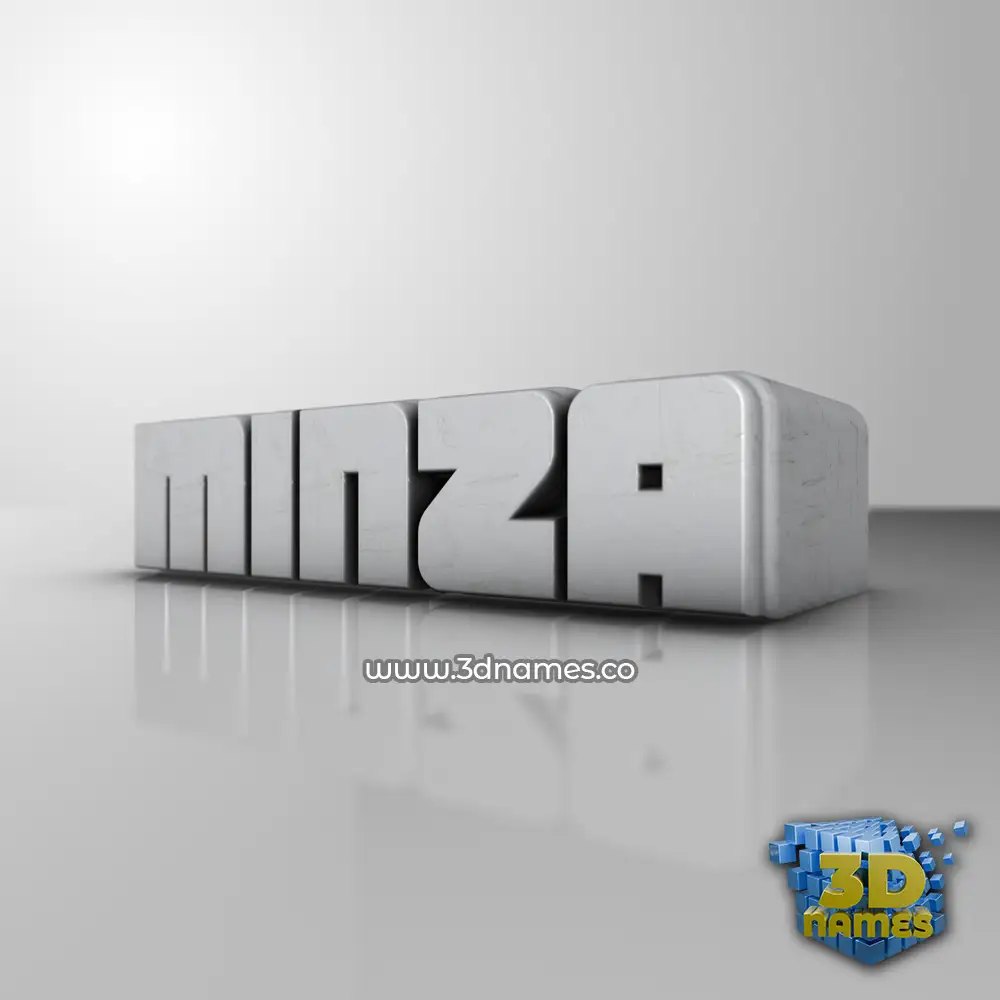 minza in White Metro style - 3D name wallpaper