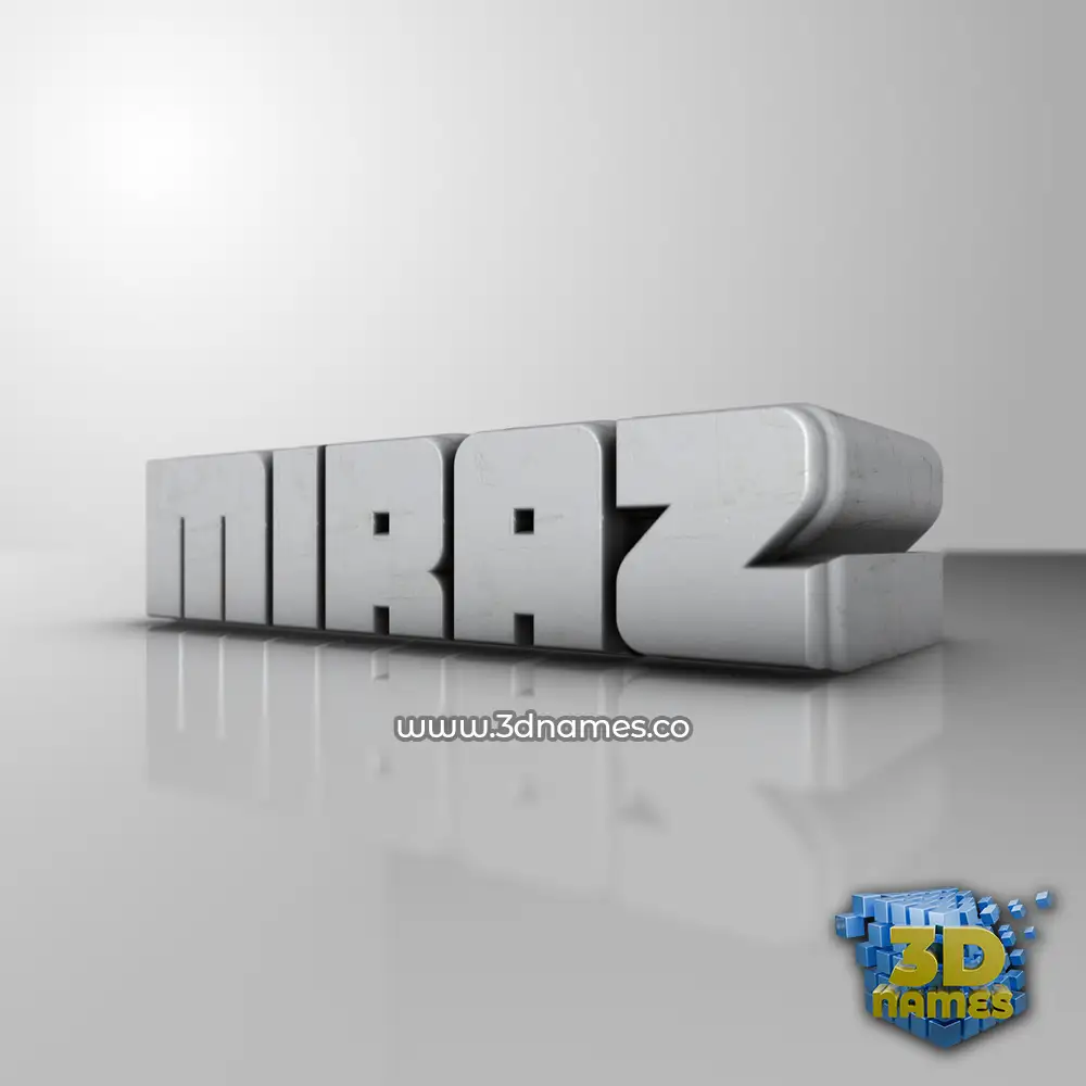 miraz in White Metro style - 3D name wallpaper