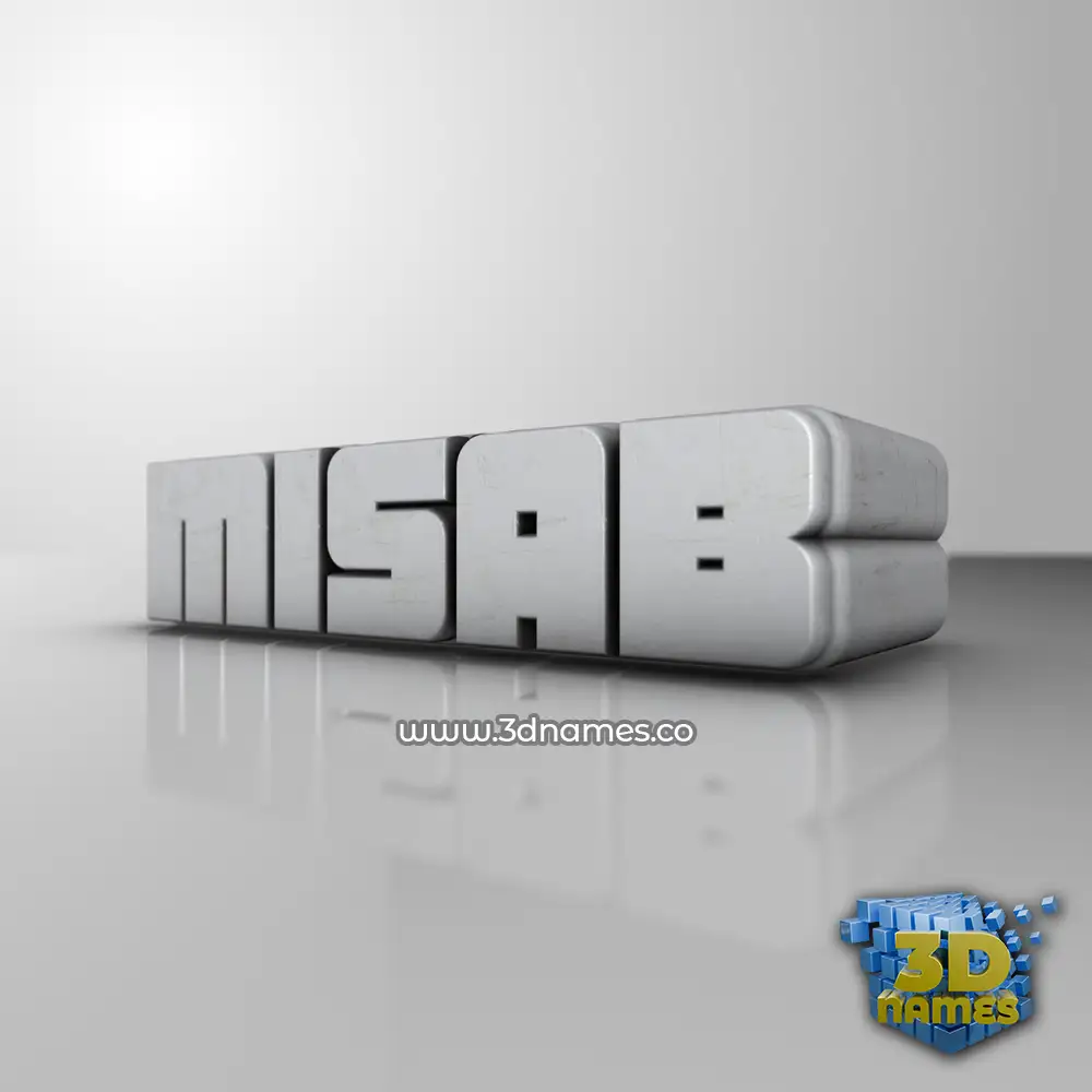 misab in White Metro style - 3D name wallpaper