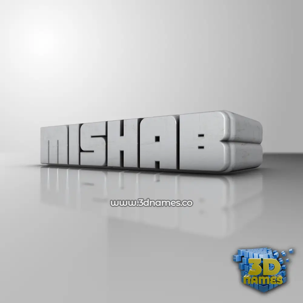 mishab in White Metro style - 3D name wallpaper
