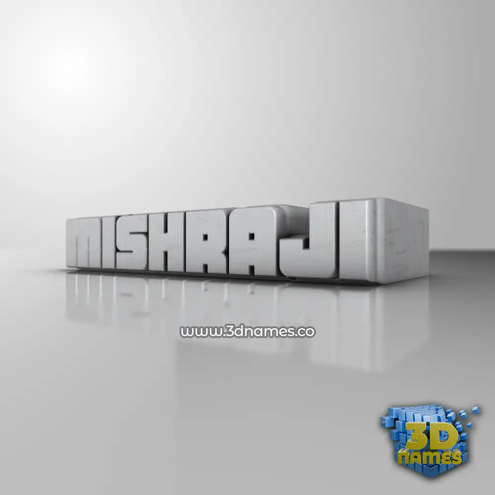 mishraji in White Metro style - 3D name wallpaper