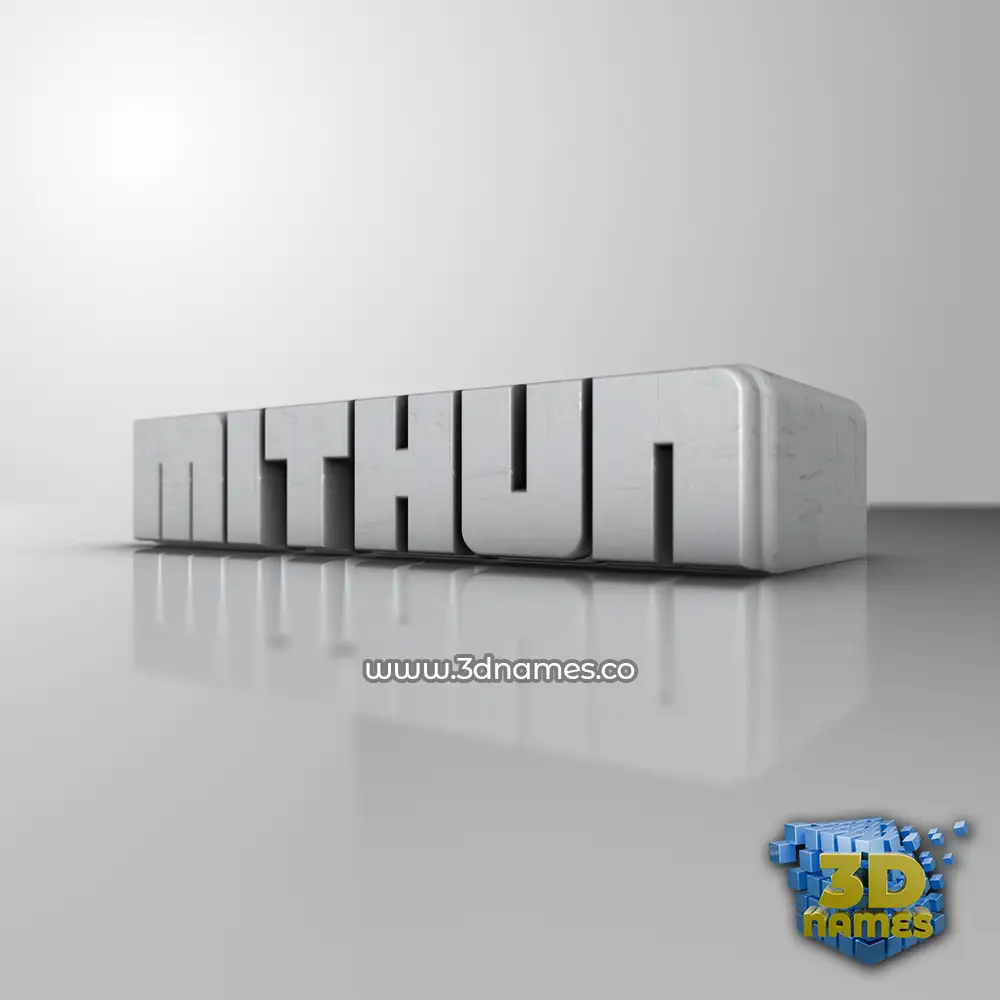 mithun in White Metro style - 3D name wallpaper