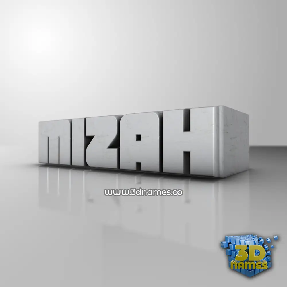 mizah in White Metro style - 3D name wallpaper