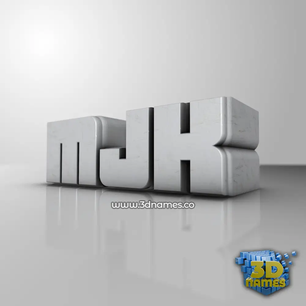 mjk in White Metro style - 3D name wallpaper