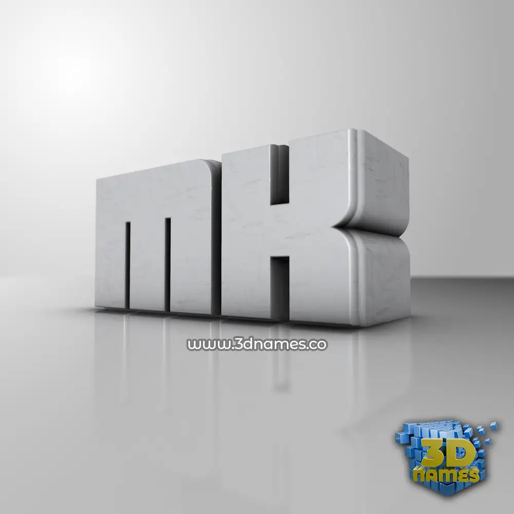 mk in White Metro style - 3D name wallpaper