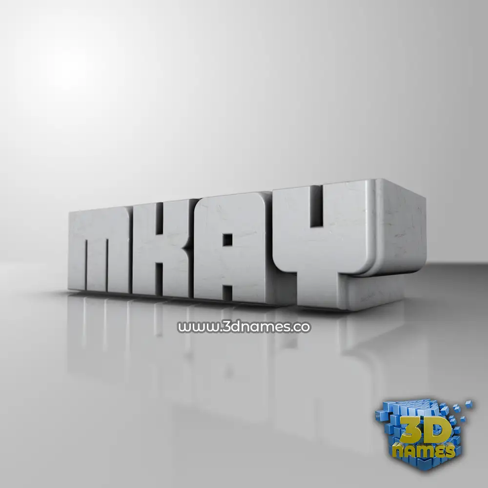 mkay in White Metro style - 3D name wallpaper