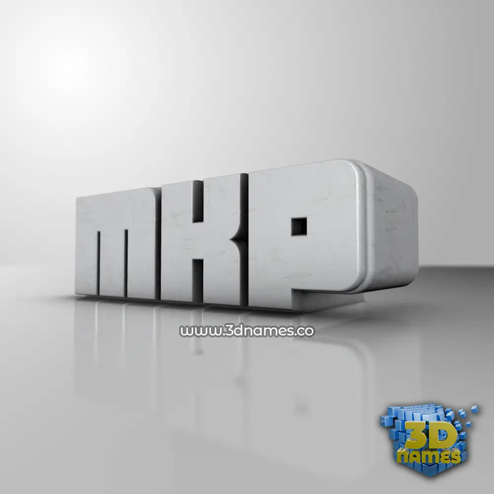 mkp in White Metro style - 3D name wallpaper