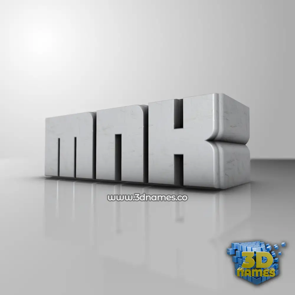 mnk in White Metro style - 3D name wallpaper