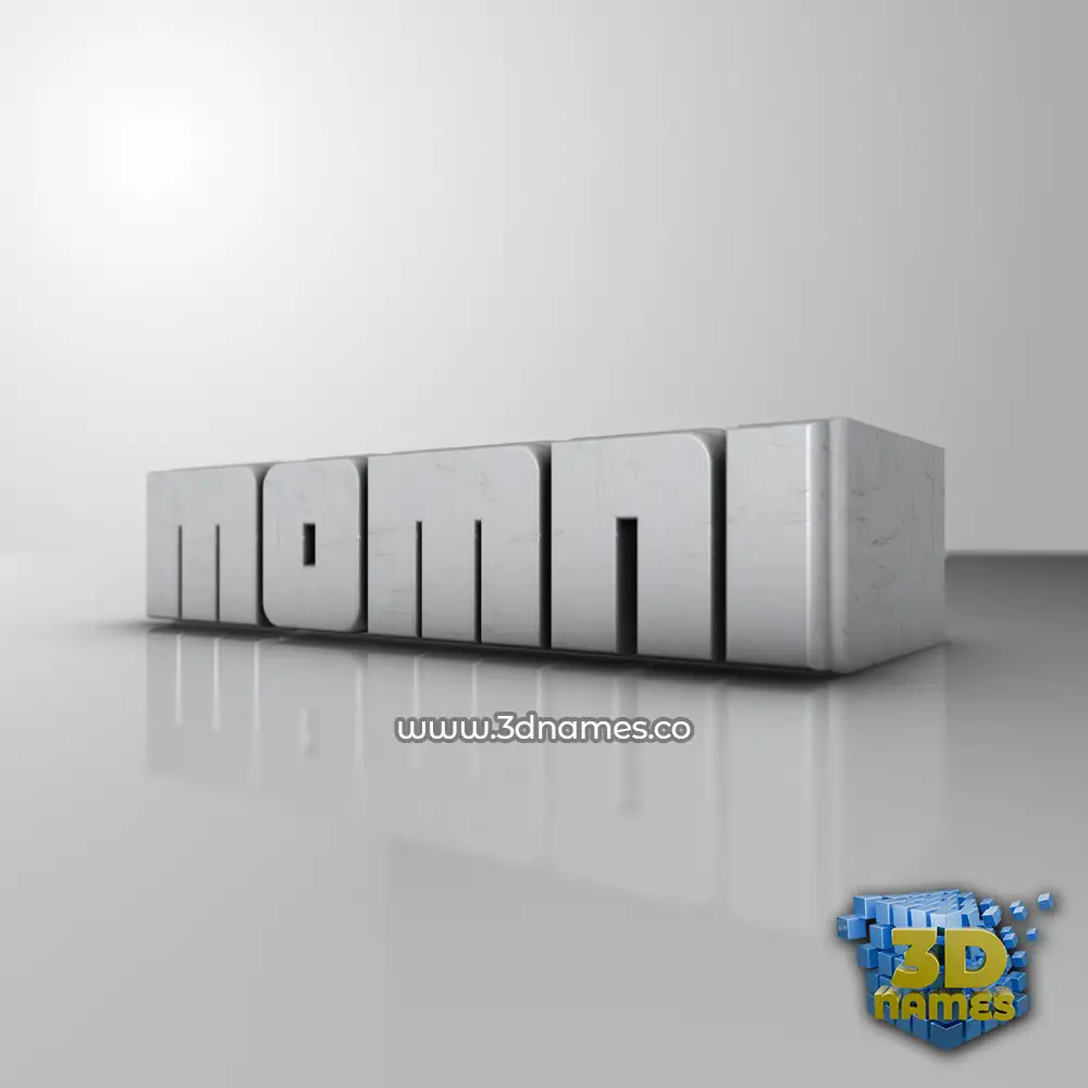 momni in White Metro style - 3D name wallpaper