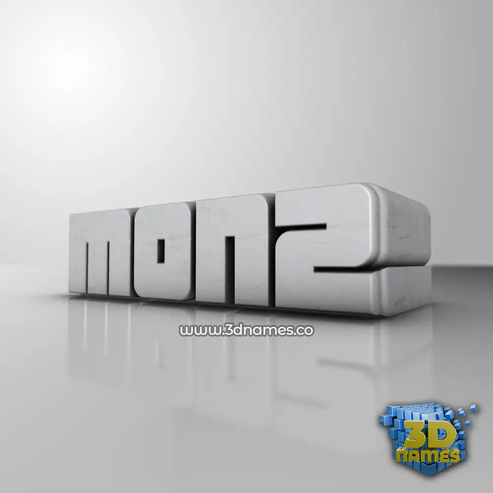 mon2 in White Metro style - 3D name wallpaper