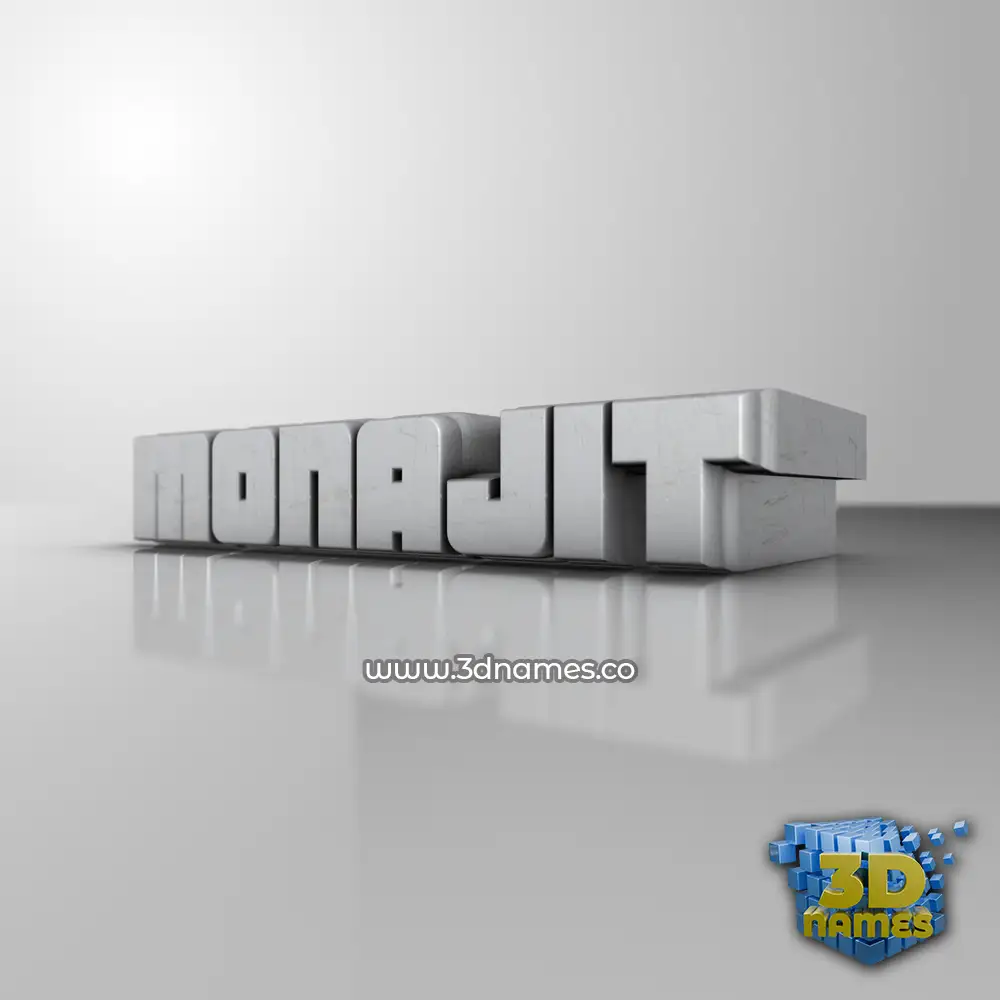 monajit in White Metro style - 3D name wallpaper