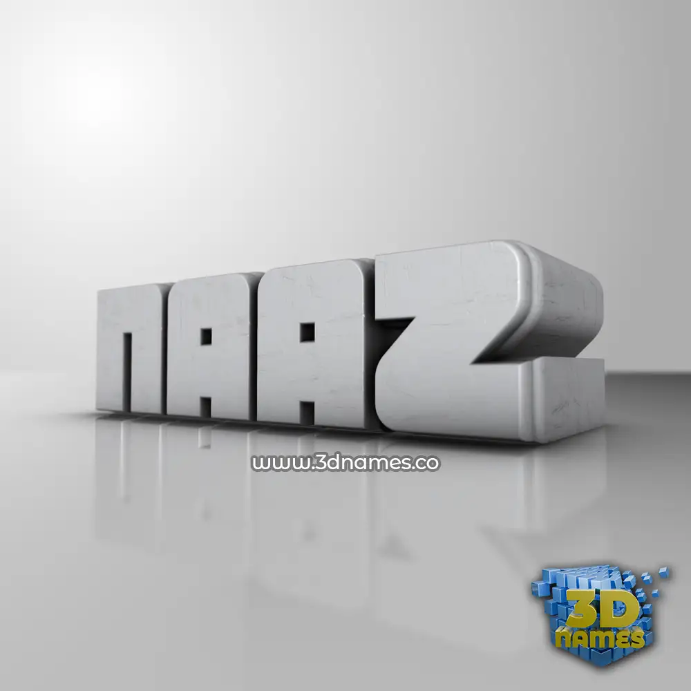 naaz in White Metro style - 3D name wallpaper