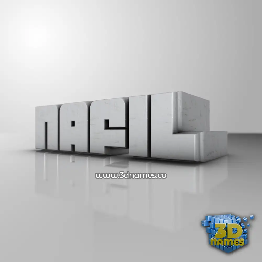 nafil in White Metro style - 3D name wallpaper