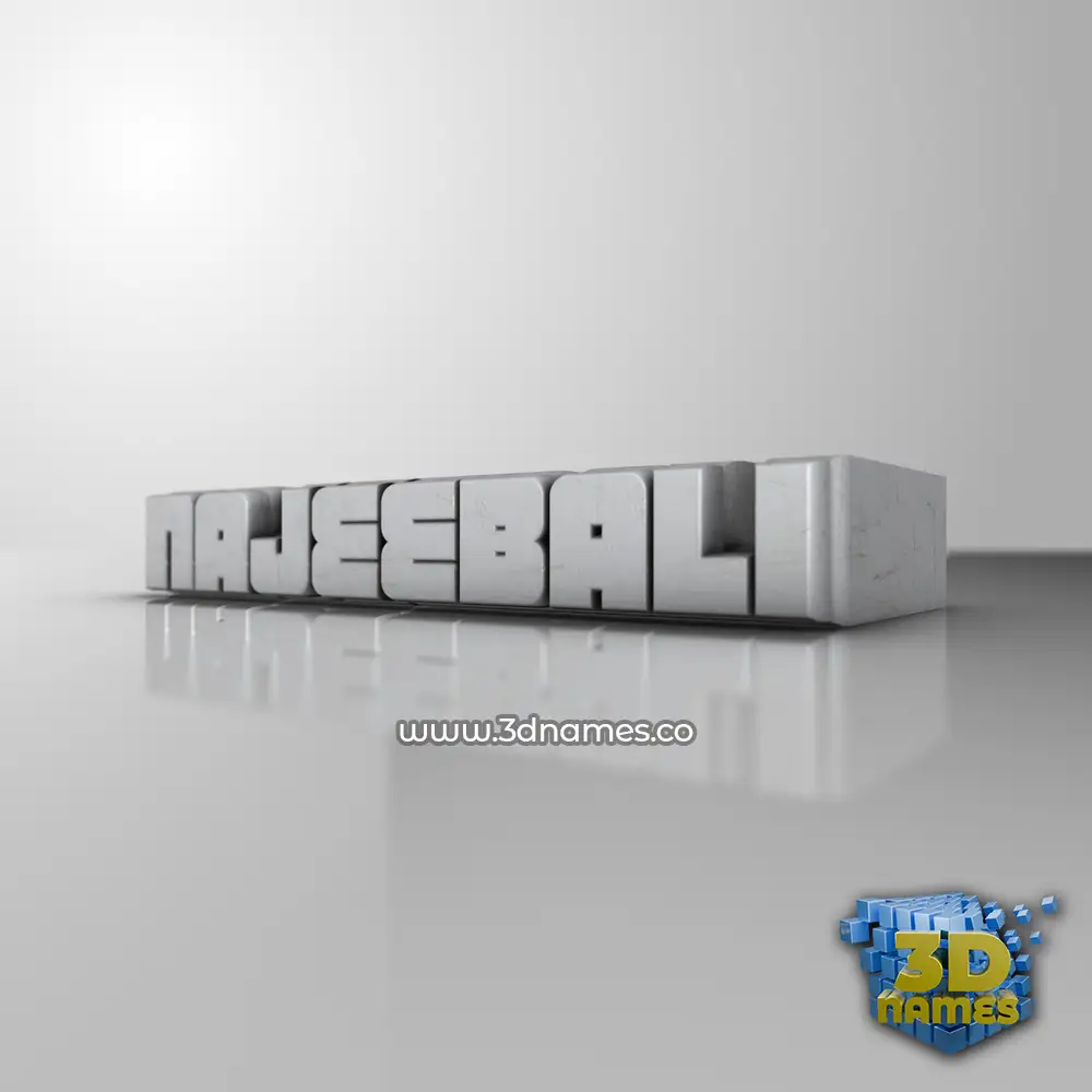 najeebali in White Metro style - 3D name wallpaper